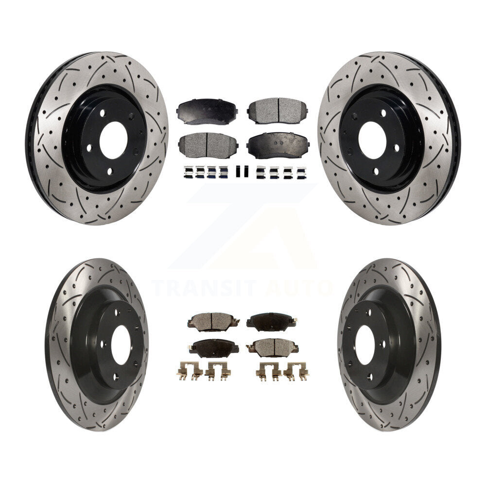 Front Rear Drill Slot Brake Rotor Semi-Metallic Pad Kit For 19-24 Mazda CX-5 Turbocharged KDF-101331