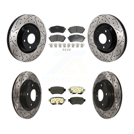 Front Rear Drilled Slot Brake Rotor & Semi-Metallic Pad Kit For 2021 Mazda 6 Turbocharged KDF-101332