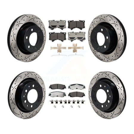 Front Rear Drilled Slot Brake Rotor Semi-Metallic Pad Kit For Toyota Tundra Sequoia Lexus KDF-101336