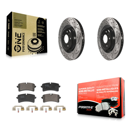 Rear Coated Drilled Slotted Disc Brake Rotors & Semi-Metallic Pad Kit For Audi A7 Quattro KDF-101343