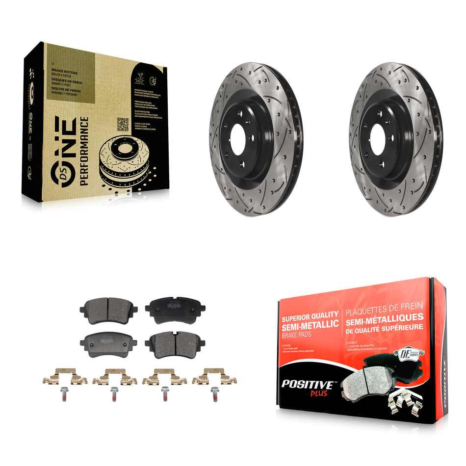 Rear Drill Slot Brake Rotors Semi-Metallic Pad Kit For Audi Q5 Sportback A5 A4 Quattro S5 KDF-101349