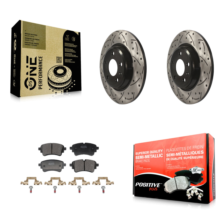 Rear Drilled Slot Disc Brake Rotor Semi-Metallic Pad Kit For Audi A4 Quattro A5 Sportback KDF-101350