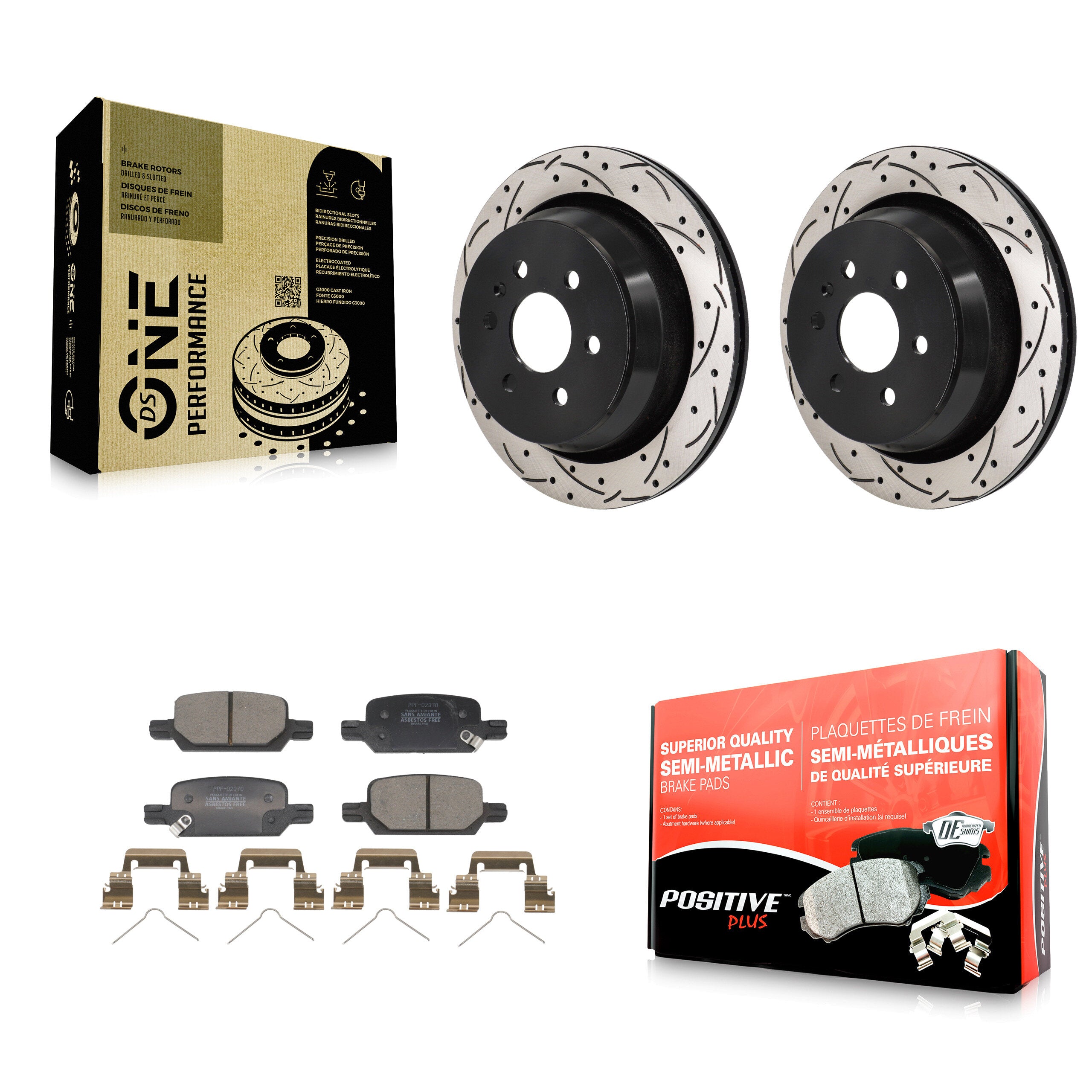 Rear Drill Slot Disc Brake Rotors Semi-Metallic Pad Kit For Chevrolet Colorado GMC Canyon KDF-101351