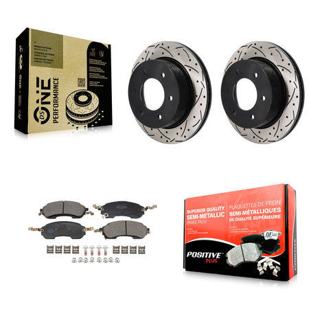 Rear Coated Drilled Slotted Disc Brake Rotors And Semi-Metallic Pads Kit For Ford Bronco KDF-101355