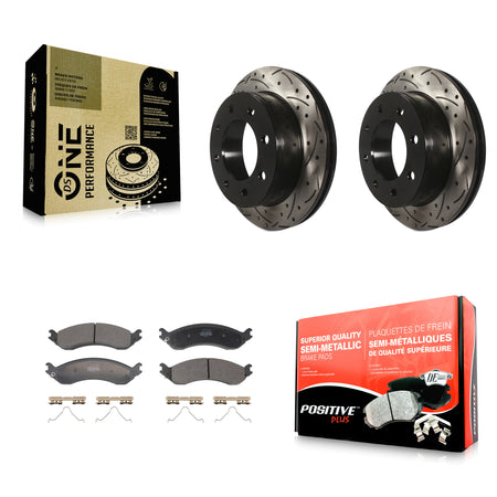 Rear Drilled Slot Brake Rotor Semi-Metallic Pad Kit For GMC Chevrolet Savana 2500 Express KDF-101356