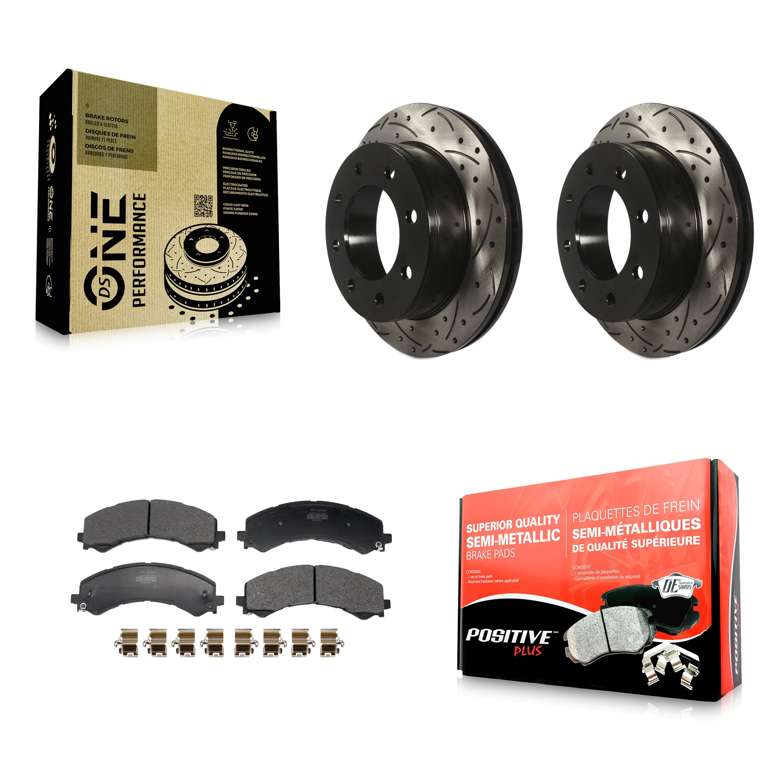 Rear Drilled Slot Brake Rotor Semi-Metallic Pad Kit For GMC Savana 2500 Chevrolet Express KDF-101357