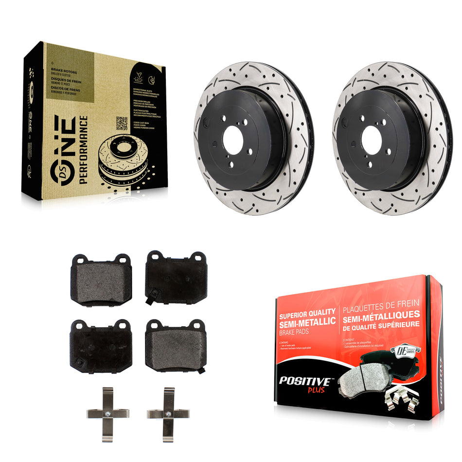 Rear Coated Drilled Slot Disc Brake Rotors Semi-Metallic Pad Kit For Subaru BRZ Toyota 86 KDF-101363