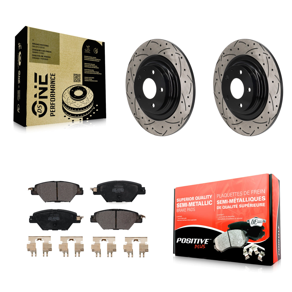 Rear Coated Drilled Slot Disc Brake Rotors Semi-Metallic Pad Kit For 2016-2023 Mazda CX-9 KDF-101382