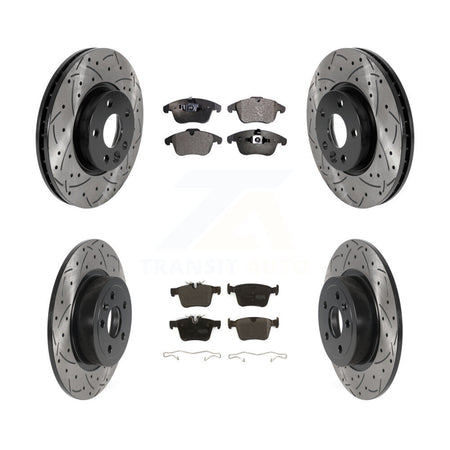 Front Rear Drill Slot Disc Brake Rotors Semi-Metallic Pad Kit For Land Rover Range Evoque KDF-101389