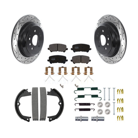 Rear Drill Slot Disc Rotors Semi-Metallic Pad Parking Shoes Kit For Honda Pilot Ridgeline KDF-101580