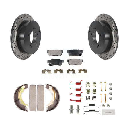Rear Drill Slot Rotor Semi-Metallic Pad Parking Shoes Kit For Hyundai Tucson Kia Sportage KDF-101678