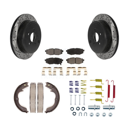 Rear Drill Slot Disc Rotors Semi-Metallic Pad Parking Shoes Kit For Subaru Outback Legacy KDF-101684