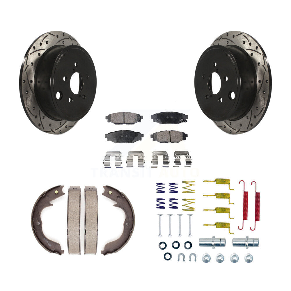 Rear Drill Slot Disc Rotors Semi-Metallic Pad Parking Shoes Kit For Subaru Outback Legacy KDF-101685