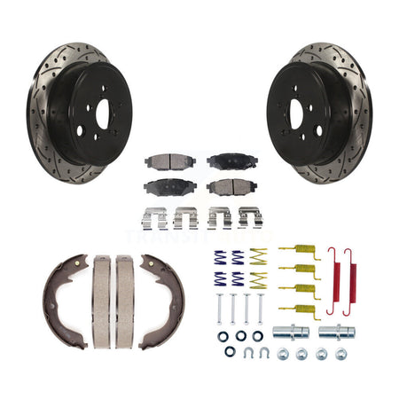 Rear Drill Slot Disc Rotors Semi-Metallic Pad Parking Shoes Kit For Subaru Outback Legacy KDF-101685