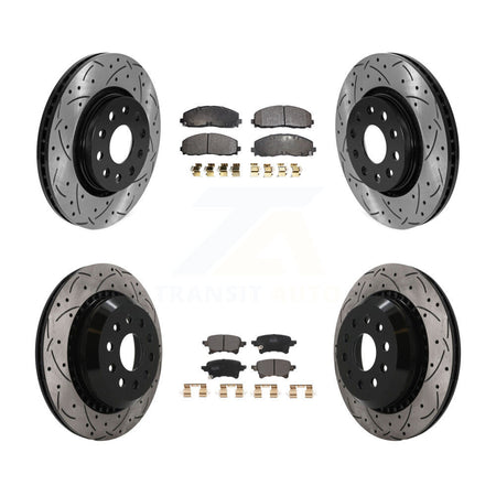 Front Rear Drill Slot Disc Brake Rotor Semi-Metallic Pad Kit For 2020-2023 Jeep Gladiator KDF-101762