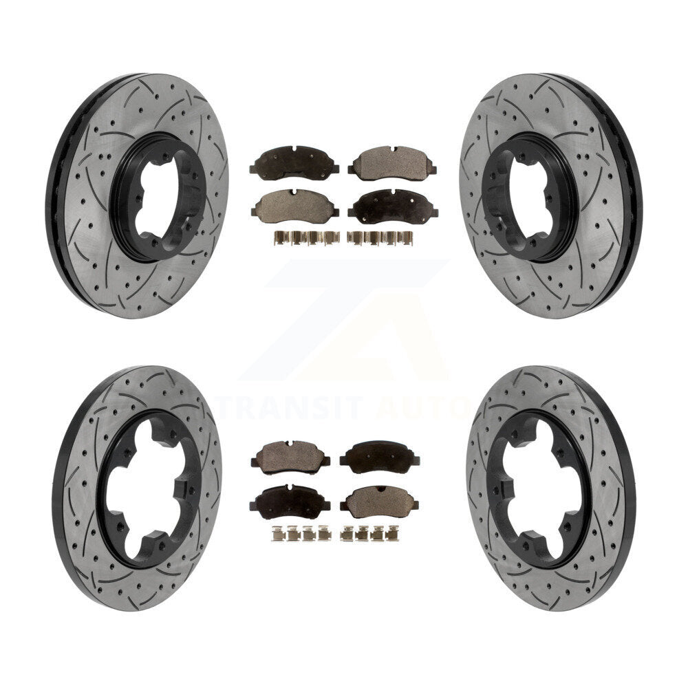 Front Rear Drill Slot Brake Rotors Semi-Metallic Pad Kit For Ford Transit-250 Transit-150 KDF-101770