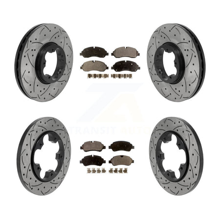Front Rear Drill Slot Brake Rotors Semi-Metallic Pad Kit For Ford Transit-250 Transit-150 KDF-101770