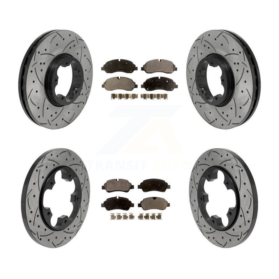 Front Rear Drill Slot Brake Rotors Semi-Metallic Pad Kit For Ford Transit-250 Transit-150 KDF-101770
