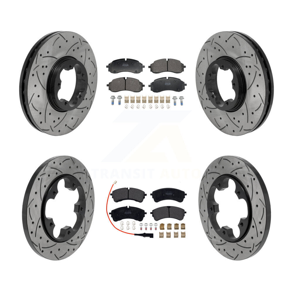 Front Rear Drill Slot Brake Rotors Semi-Metallic Pad Kit For Ford Transit-250 Transit-350 KDF-101771