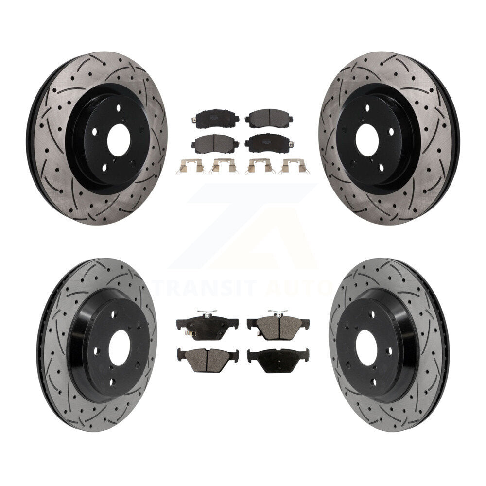 Front Rear Drilled Slot Brake Rotor & Semi-Metallic Pad Kit For Subaru Forester Crosstrek KDF-101772