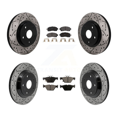Front Rear Coated Drilled Slot Disc Brake Rotor Semi-Metallic Pad Kit For Subaru Forester KDF-101773