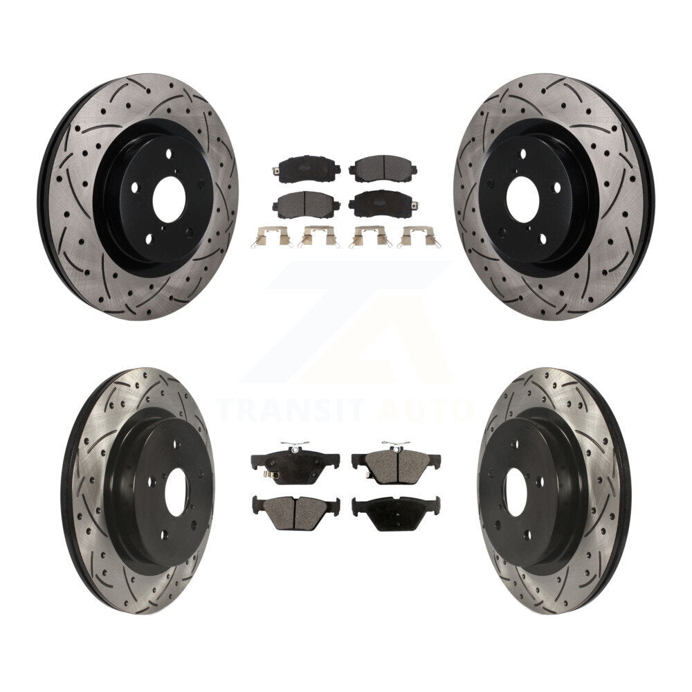 Front Rear Drilled Slot Brake Rotor & Semi-Metallic Pad Kit For Subaru Outback WRX Legacy KDF-101774