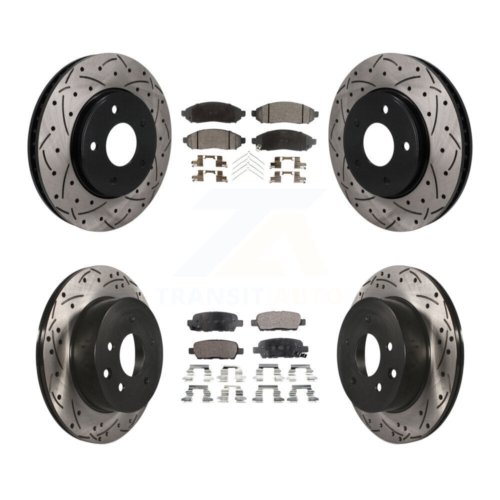 Front Rear Coated Drilled Slotted Disc Brake Rotors Semi-Metallic Pad Kit For Nissan LEAF KDF-101780
