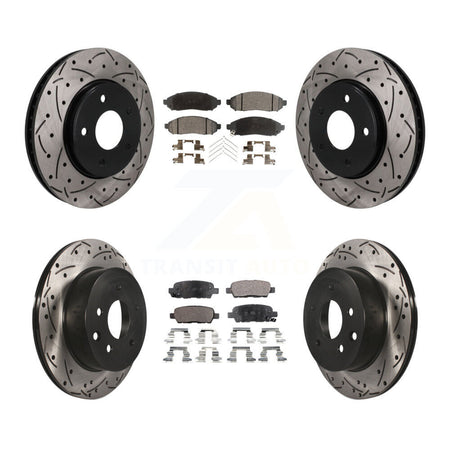 Front Rear Coated Drilled Slotted Disc Brake Rotors Semi-Metallic Pad Kit For Nissan LEAF KDF-101780