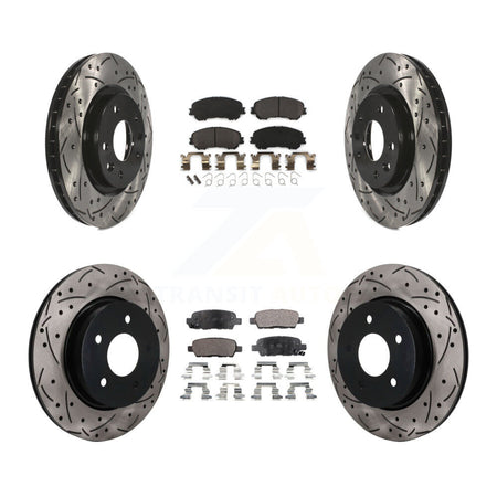 Front Rear Drilled Slot Brake Rotors Semi-Metallic Pad Kit For Nissan Qashqai Rogue Sport KDF-101782