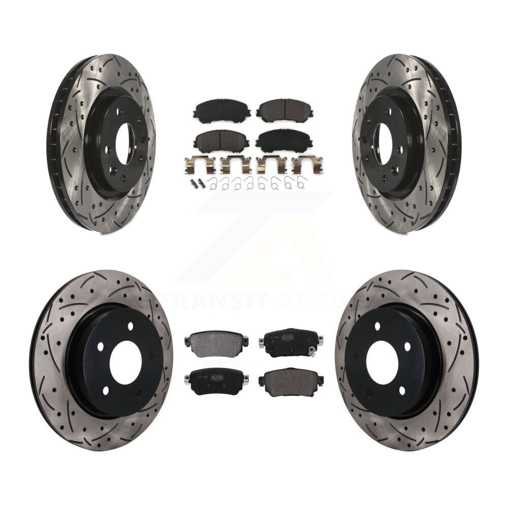 Front Rear Drilled Slot Brake Rotors Semi-Metallic Pad Kit For Nissan Rogue Sport Qashqai KDF-101783