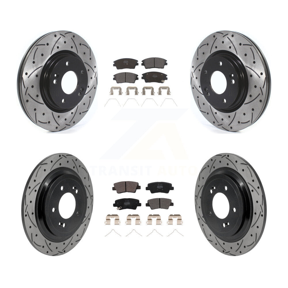 Front Rear Drilled Slot Brake Rotor Semi-Metallic Pad Kit For Kia Sportage Hyundai Tucson KDF-101786
