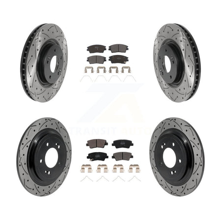 Front Rear Drilled Slot Brake Rotor & Semi-Metallic Pad Kit For Kia Sportage Turbocharged KDF-101787