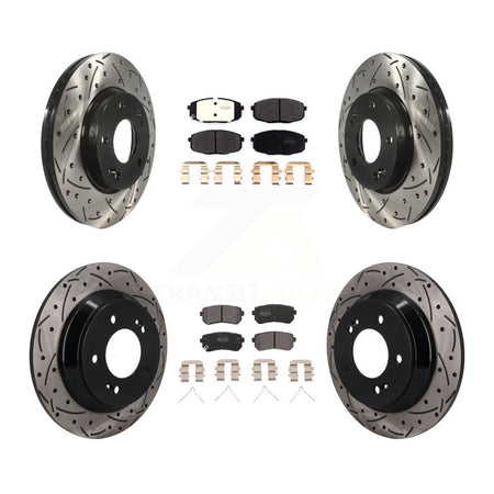 Front Rear Drill Slot Brake Rotor Semi-Metallic Pad Kit For 22 Hyundai Kona FWD with 1.6L KDF-101794