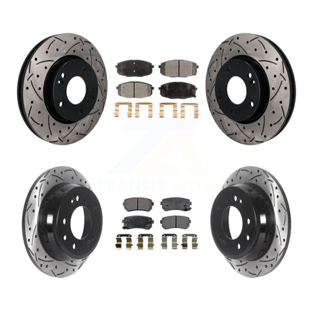 Front Rear Coated Drilled Slot Disc Brake Rotor Semi-Metallic Pad Kit For Hyundai Elantra KDF-101796