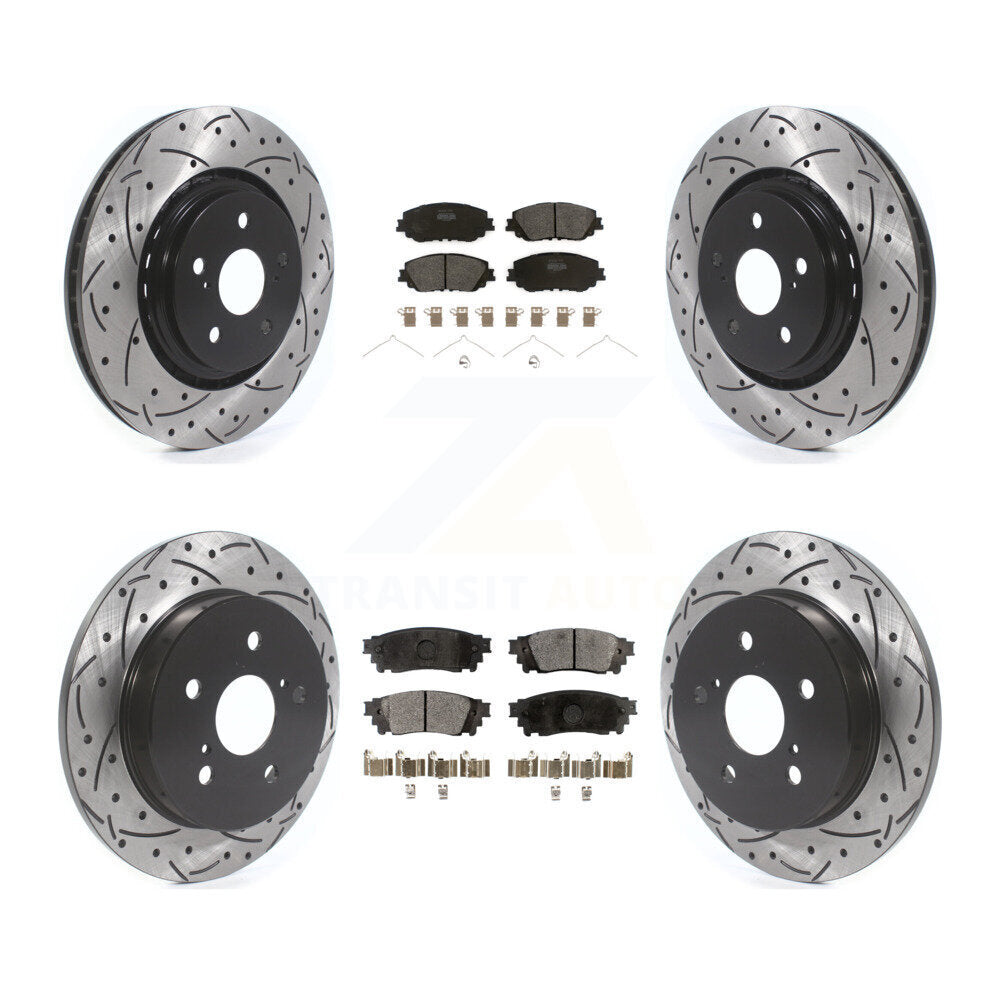 Front Rear Drill Slot Brake Rotor Semi-Metallic Pad Kit For Toyota Camry With TRD Package KDF-101797