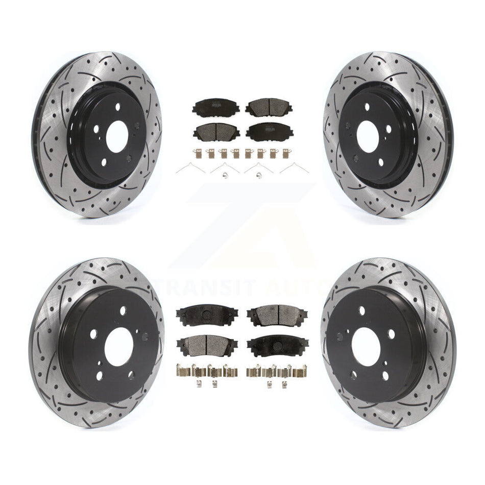 Front Rear Drill Slot Brake Rotor Semi-Metallic Pad Kit For Toyota Camry With TRD Package KDF-101797