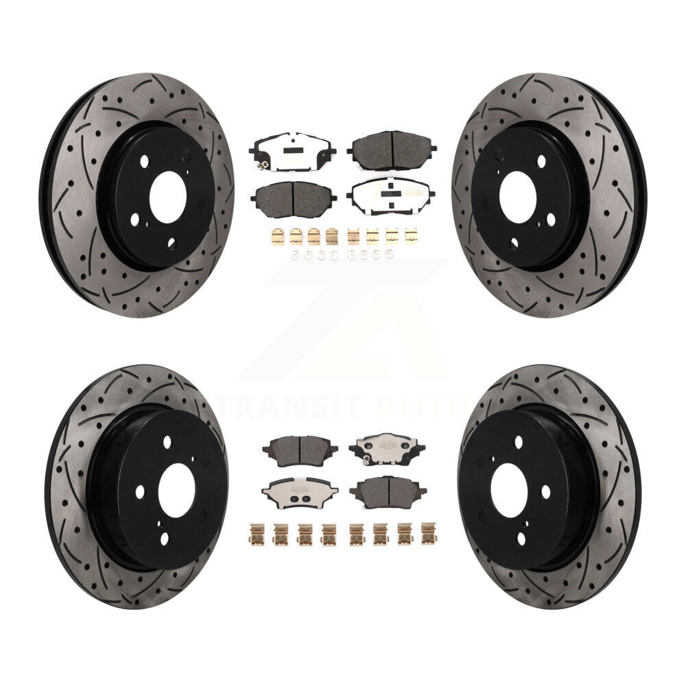 Front Rear Coated Drilled Slotted Disc Brake Rotors Semi-Metallic Pad Kit For Toyota C-HR KDF-101798