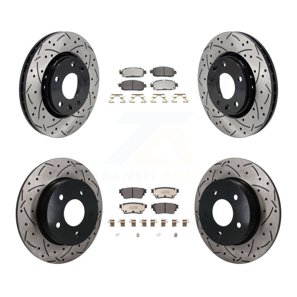 Front Rear Coated Drilled Slotted Disc Brake Rotor Semi-Metallic Pad Kit For Nissan Kicks KDF-101800