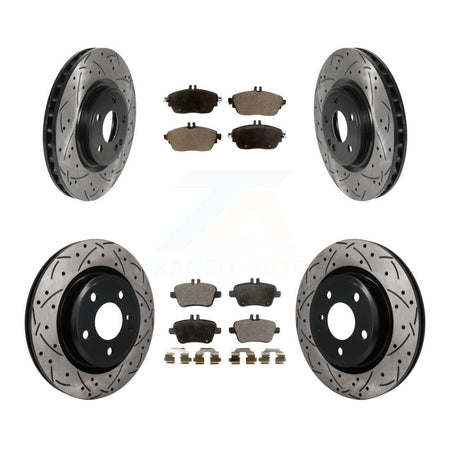 Front Rear Drilled Slot Brake Rotor Semi-Metallic Pad Kit For Mercedes-Benz GLA250 CLA250 KDF-101805