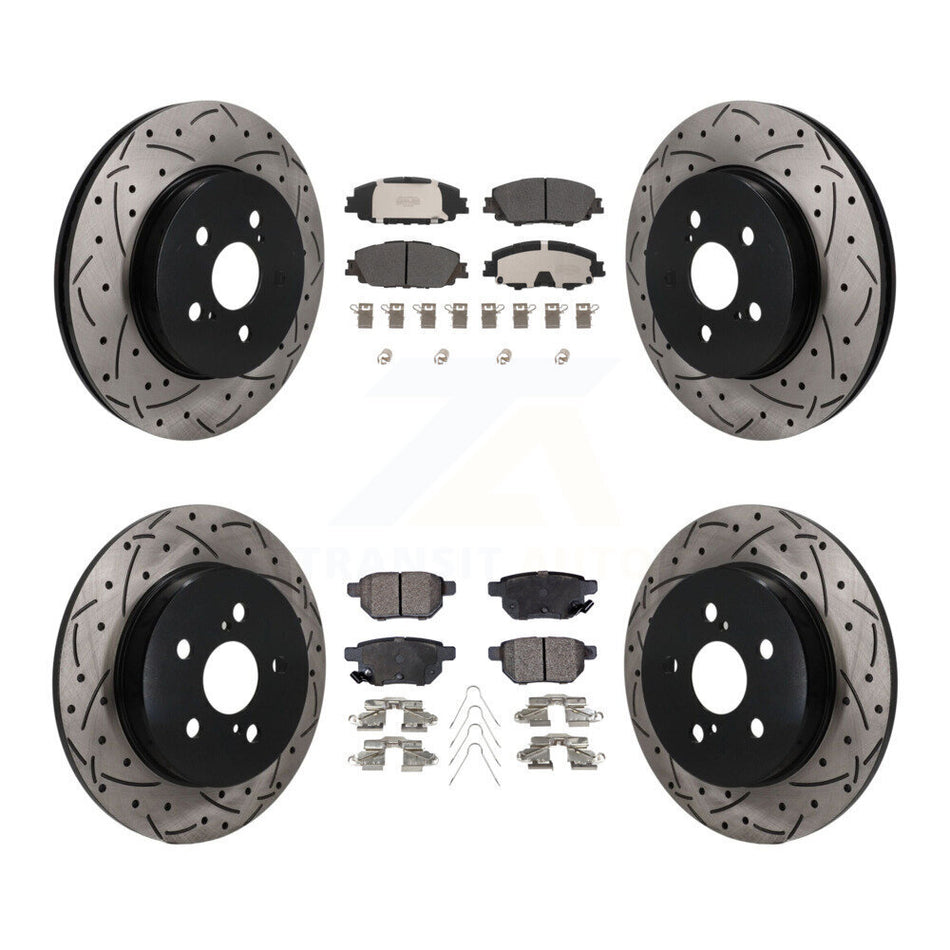 Front Rear Drill Slot Disc Brake Rotor Semi-Metallic Pad Kit For 2019 Toyota Corolla 2.0L KDF-101809