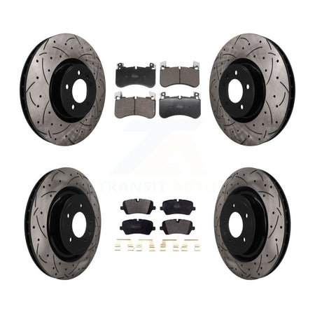 Front Rear Coated Drill Slot Disc Brake Rotors Semi-Metallic Pad Kit For Land Rover Range KDF-101810