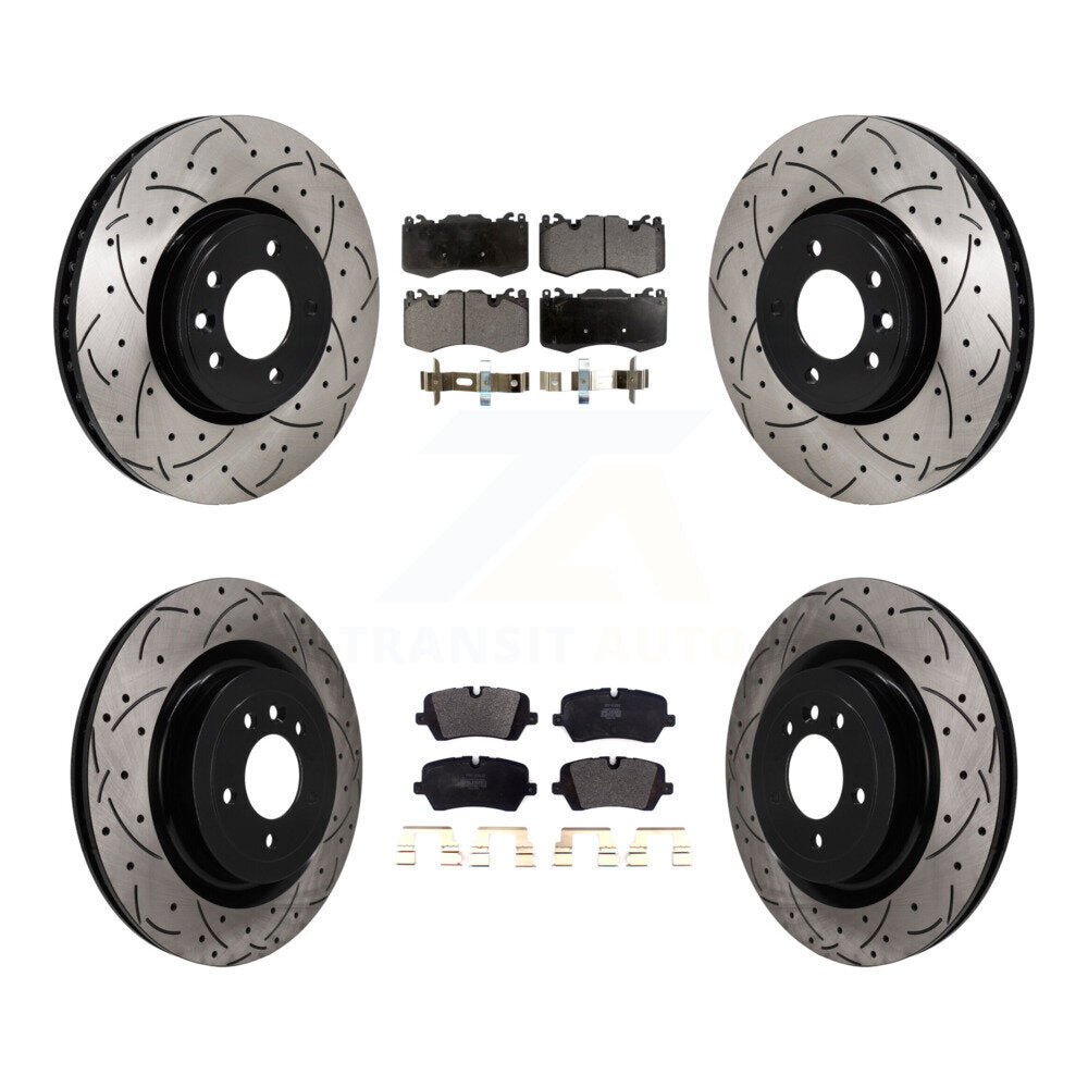 Front Rear Drilled Slot Disc Brake Rotor Semi-Metallic Pad Kit For Land Rover Range Sport KDF-101812
