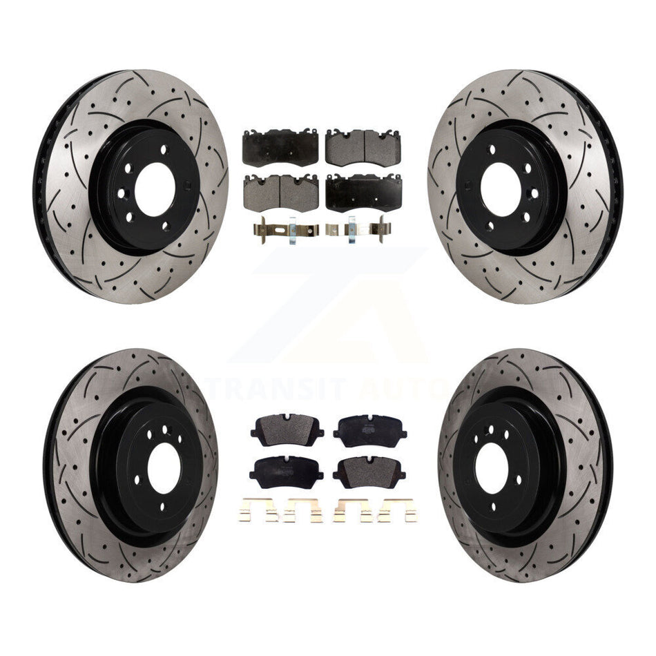 Front Rear Drilled Slot Disc Brake Rotor Semi-Metallic Pad Kit For Land Rover Range Sport KDF-101812