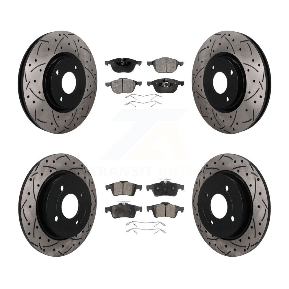 Front Rear Drilled Slot Brake Rotor Semi-Metallic Pad Kit For 2018-2022 Ford EcoSport AWD KDF-101814