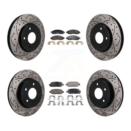 Front Rear Coat Drill Slot Disc Brake Rotors Semi-Metallic Pad Kit For 2018 Nissan LEAF S KDF-101818