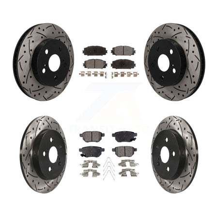 Front Rear Drilled Slot Brake Rotors Semi-Metallic Pad Kit For Toyota Corolla Prius Prime KDF-101820