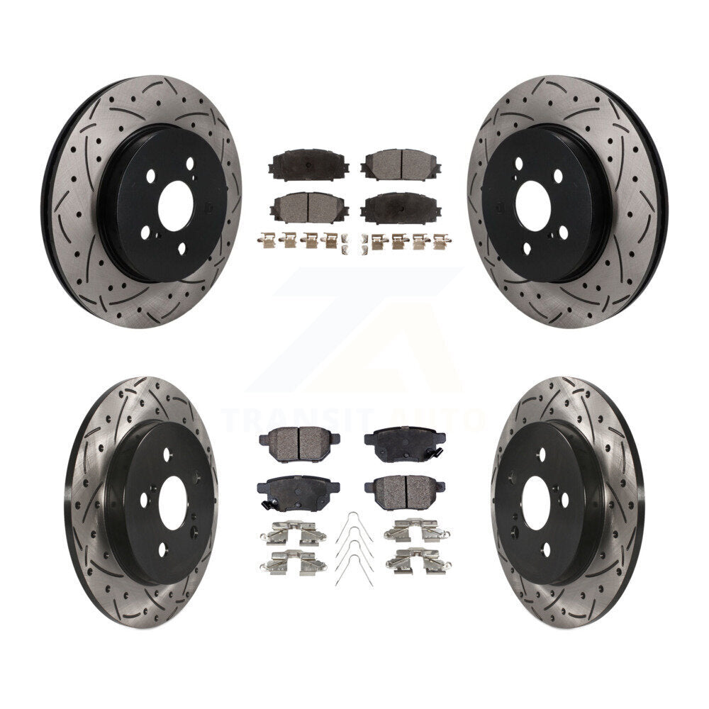Front Rear Drill Slot Brake Rotor Semi-Metallic Pad Kit For Toyota Prius Prime From 05 19 KDF-101821