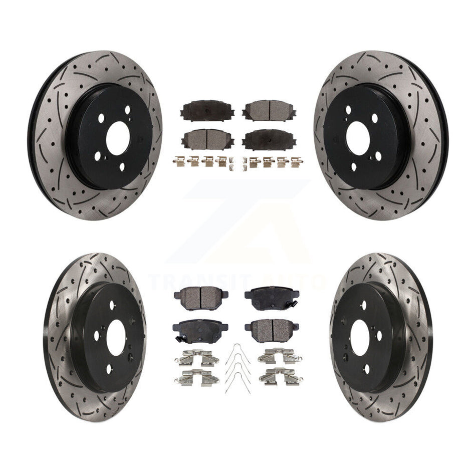 Front Rear Drill Slot Brake Rotor Semi-Metallic Pad Kit For Toyota Prius Prime From 05 19 KDF-101821