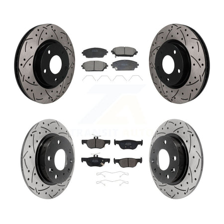 Front Rear Coated Drilled Slotted Disc Brake Rotors Semi-Metallic Pad Kit For Mazda CX-30 KDF-101831