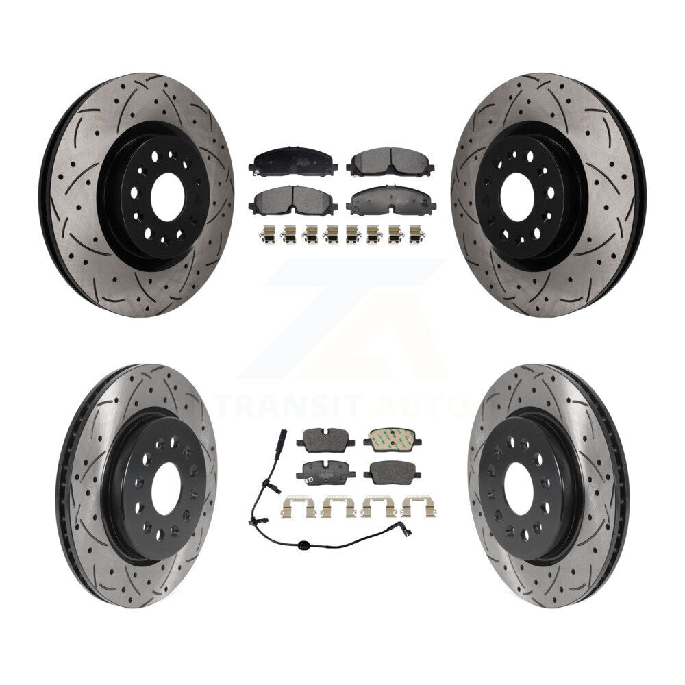 Front Rear Drilled Slot Brake Rotors Semi-Metallic Pad Kit For Cadillac XT5 Buick Enclave KDF-101834